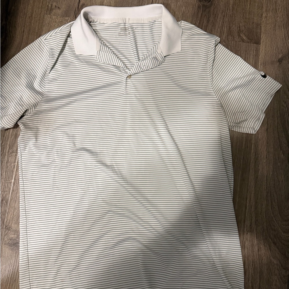 Nike White and Gray Golf Polo